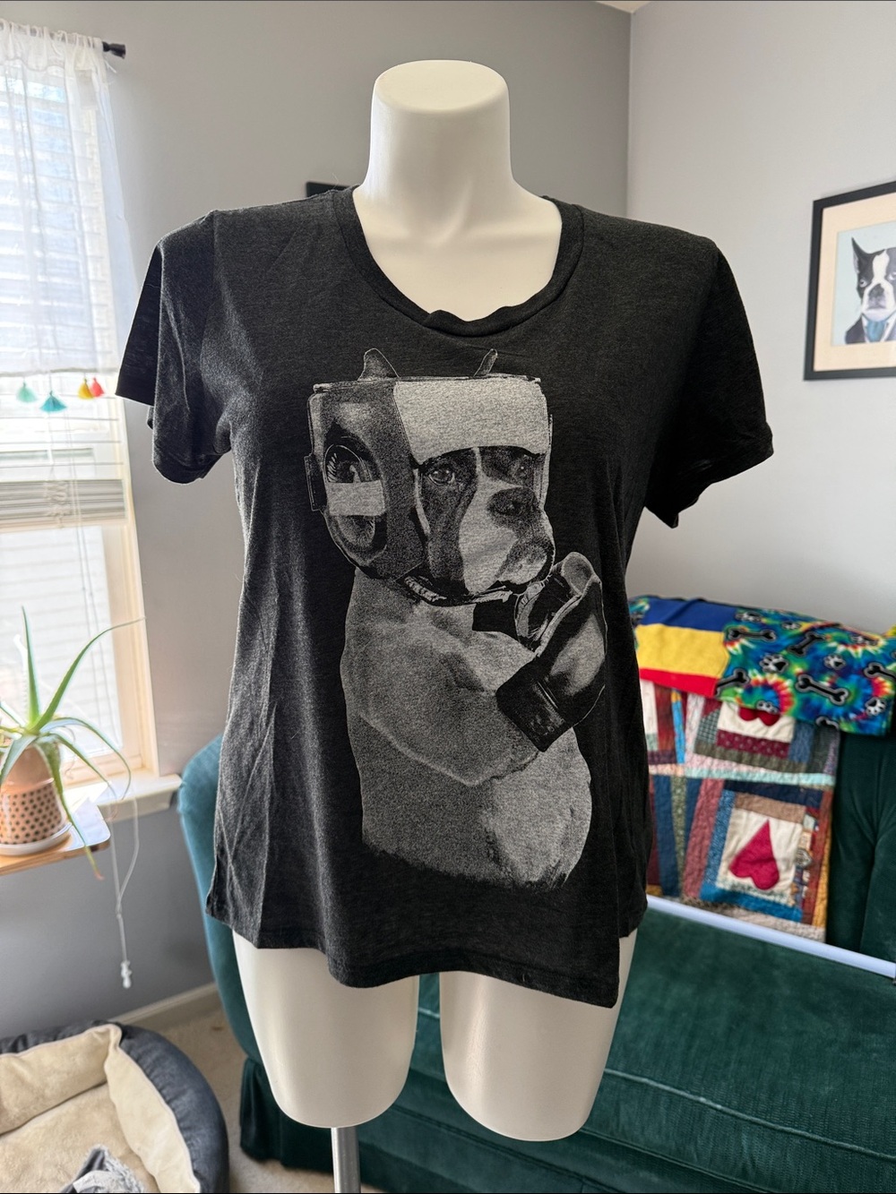 Black Graphic Boxing Dog Tee-1x